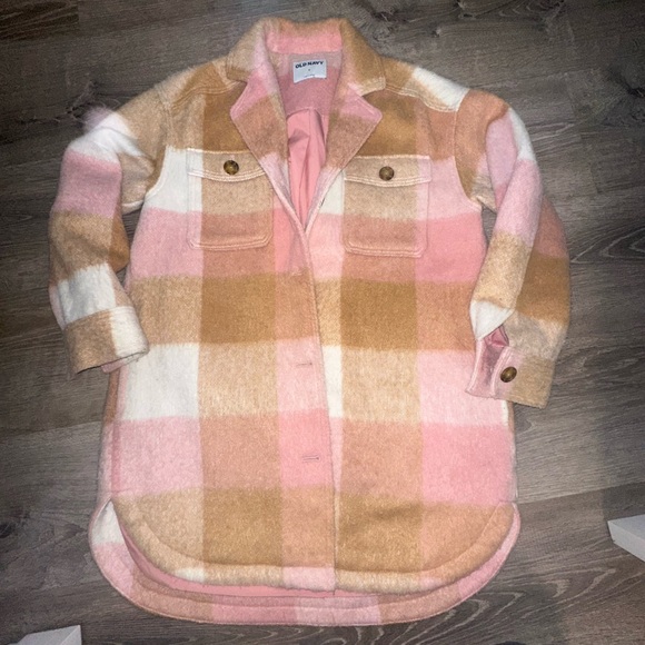 Old Navy Jackets & Blazers - Old Navy Pink and Tan Plaid Jacket